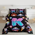 thumbnail image 2 of jejeloiu Letter K Monogrammed Twin Comforter Sets,Baseball Ice Cream Bedding Set For Girls Kids Reversible 2 Pieces, 2 of 8