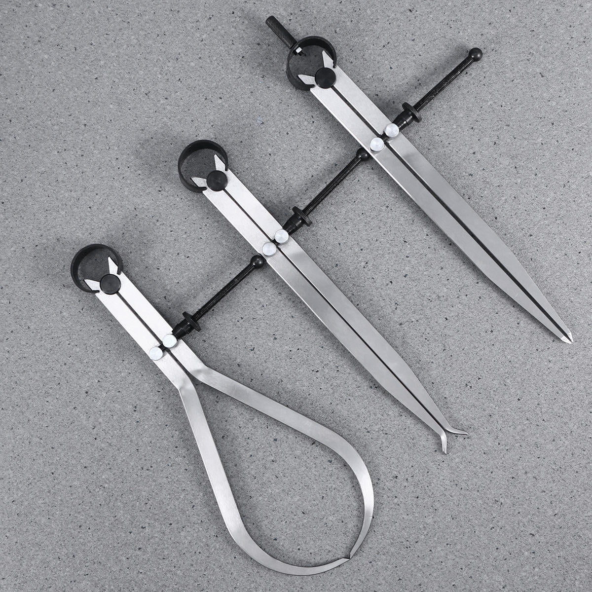 QIFULL 3 Pcs Spring Divider Caliper Set for Fine Adjustment with Carbon Steel Silver for Engineers