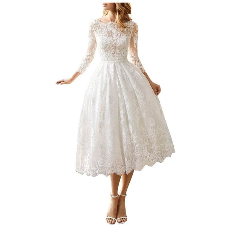 Gubotare Wedding Dresses for Women Women's 2024 Fall Dresses Elegant Wedding  Guest Dress Long Sleeve Floral Midi Dress Flowy Long Dress,White S -  Walmart.com