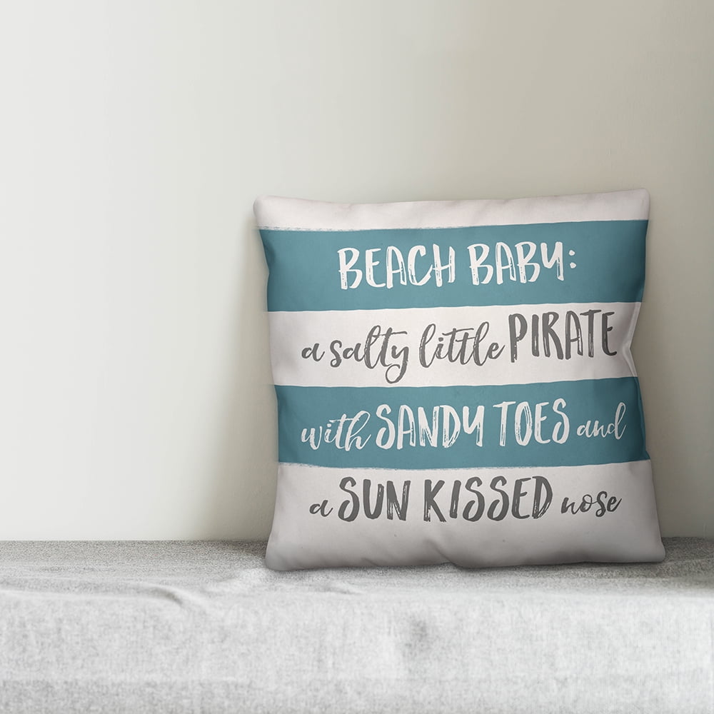 Creative Products Beach Baby Blue Stripes 16x16 Spun Poly Pillow