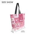 thumbnail image 4 of Open Top Canvas Tote Bag with Zipper Reusable Shopping Bag 13.5x15" Roomy Carryall Cherry Pattern with Bows, 4 of 9