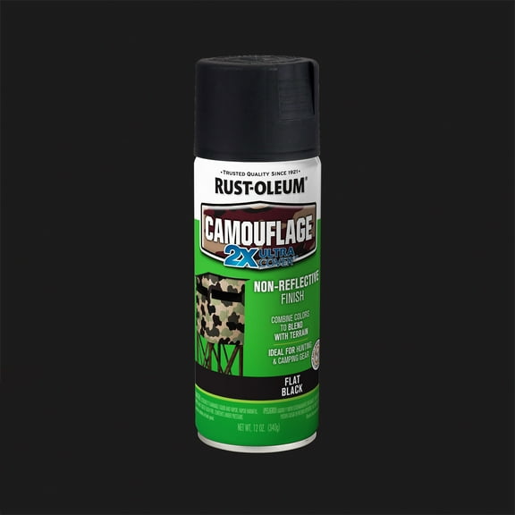 Black, Rust-Oleum Camouflage 2X Ultra Cover-279179, 12 oz