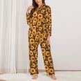 thumbnail image 2 of Pofeuu Vintage Brown Plaid Sunflower Print Womens Pajamas Set Long Sleeve Sleepwear Button Down Nightwear Soft Pj Lounge Sets Button Down Pajamas Women-X-Large, 2 of 7