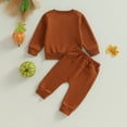 thumbnail image 6 of Toddler Baby Girl Boy Halloween Outfit Pumpkin Crewneck Sweatshirt Long Sleeve Shirts Top and Pants Set Fall Winter Clothes, 6 of 7
