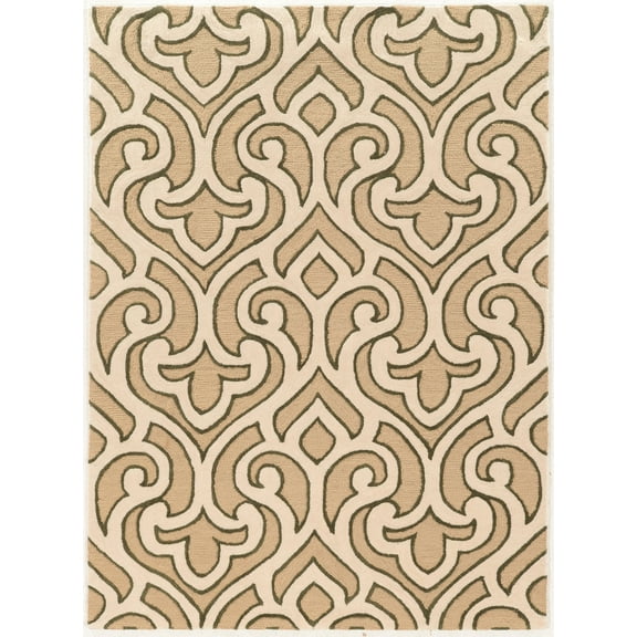 Linon Trio Marple Hand Tufted Polyester 5'x7' Area Rug in Ivory