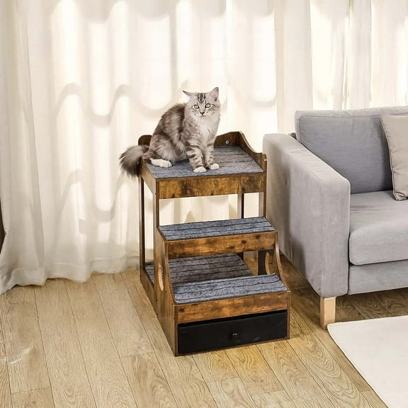 Pet window sill, pet double bed, with stairs, with storage space, sturdy and durable, not prone to slipping, suitable for pet stores and households