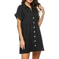 thumbnail image 3 of Richie House Women's Summer Casual Short V-Neck Tunic Dress Button Down Dress RHW2902-A-S, 3 of 6