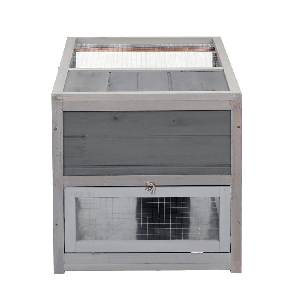 Kadyn Rabbit Cage with Pull-Out Roof and Removable Tray for Indoor-Outdoor Compartment, Large Rabbit Cage with Ladder, Gray Kadyn Rabbit Cage with Pull-Out Roof and Removable Tray for Indoor-Outdoor Compartment, Large Rabbit Cage with Ladder, Gray