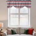 thumbnail image 3 of Tie Up Valances for Windows, Red Navy Blue Striped Adjustable Valance Curtains Window Treatment for Living Room, Farmhouse Stripes Modern Abstract Art Rod Pocket Kitchen Curtains & Drapes 42x18 Inch, 3 of 9