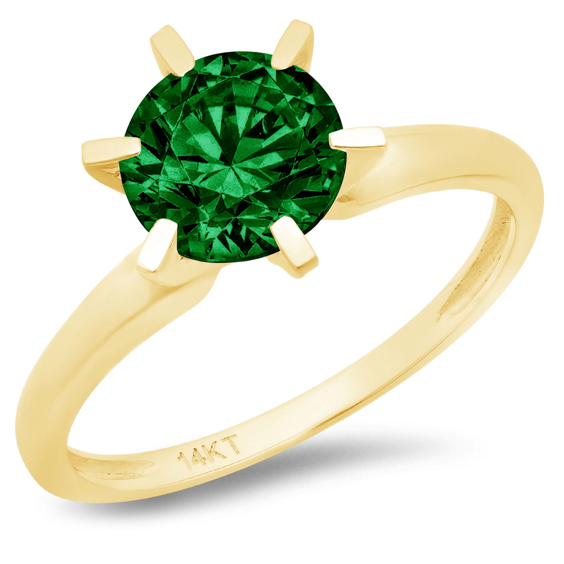 Simulated diamond 14k Yellow Gold Ring Wedding Ring Solitaire Ring May Birthstone Valentine Gift For Women Christmas Gift Emerald Ring
