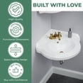 thumbnail image 5 of Portsmouth Corner Bathroom Sink 22" W Wall Mount White Ceramic Bowl w/Overflow, Bracket and Backsplash Grade A Porcelain Sink Renovators Supply, 5 of 15
