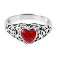 thumbnail image 2 of AeraVida True Devotion Red Coral Heart Sterling Silver Ring-6, 2 of 6