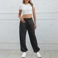 thumbnail image 2 of larppty Wide Leg Sweatpants for Women Fleece High Waist Joggers with Pockets Lightweight Comfy Drawstring Sweat Pants (Black, M), 2 of 7