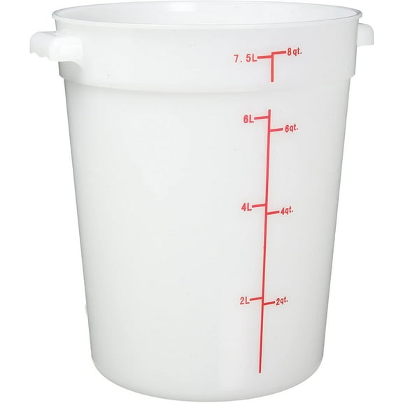 Winco PPRC-8W, 8-Quart Polypropylene Round Storage Container, White, NSF