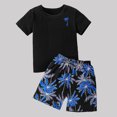 thumbnail image 2 of NAISIBABY Boys Outfit Sets, Short Sleeve T-Shirt and Graphic Shorts 2-Piece Summer Fashion Beach Clothes Black Size 4, 2 of 9