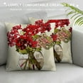 thumbnail image 3 of Orinice Watercolor Floral Bloom Decorative Geranium Flowers Pillow Covers Mason Jar, Seasonal Farmhouse Botanical Plant Decor Throw Pillows Cushion Case for Front Porch Patio White, 3 of 5