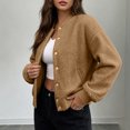 thumbnail image 6 of Tqcoqu Women's Round Neck Button Front Solid Color Jacket Long Sleeve with Pockets Casual Outerwear, 6 of 7