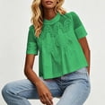 thumbnail image 5 of Guluxicc Women's Lace Shirts Loose Short Sleeve Mock Neck Basic Tops for Summer Casual Outfits, 5 of 6
