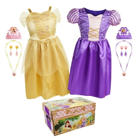Disney Princess Belle and Rapunzel Dress Up Trunk with 11 unique