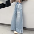 thumbnail image 2 of oqasdz Girls Denim Pants Wide Leg High Waist Baggy Jeans Fashion Everyday Wear School Streetwear Durable Fit Casual Dailywear, 2 of 7