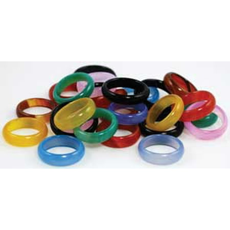 Moss Agate Gemstone Ring Agate Gemstone Strengthen Bravery Vitality Protection in Various Colors Bag of 20 Rings Are All Sizes and 6mm Thick ()