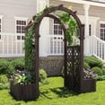 thumbnail image 5 of Garvee 62"W x 65"H Outdoor Arch Trellis, Wood Garden Arbor with Planter Boxes and Swing,Gray, 5 of 7