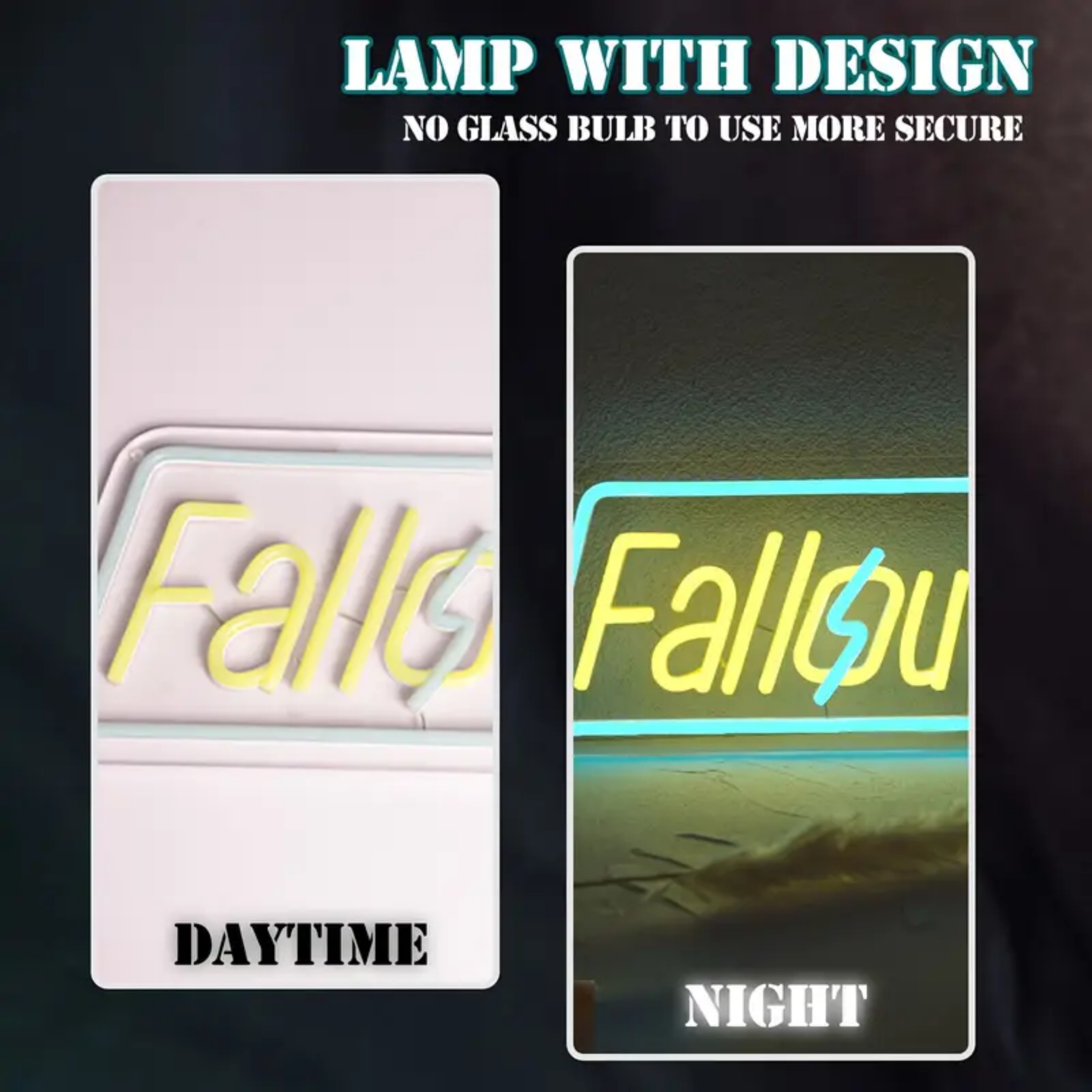 UPONRAY Fallout Neon Signs, 13.7"*6.7" Dimmable & USB-Powered LED Neon Light, Stylish Wall Decor for Bedroom, Game Room, Man Cave, Internet Cafe, Arcade