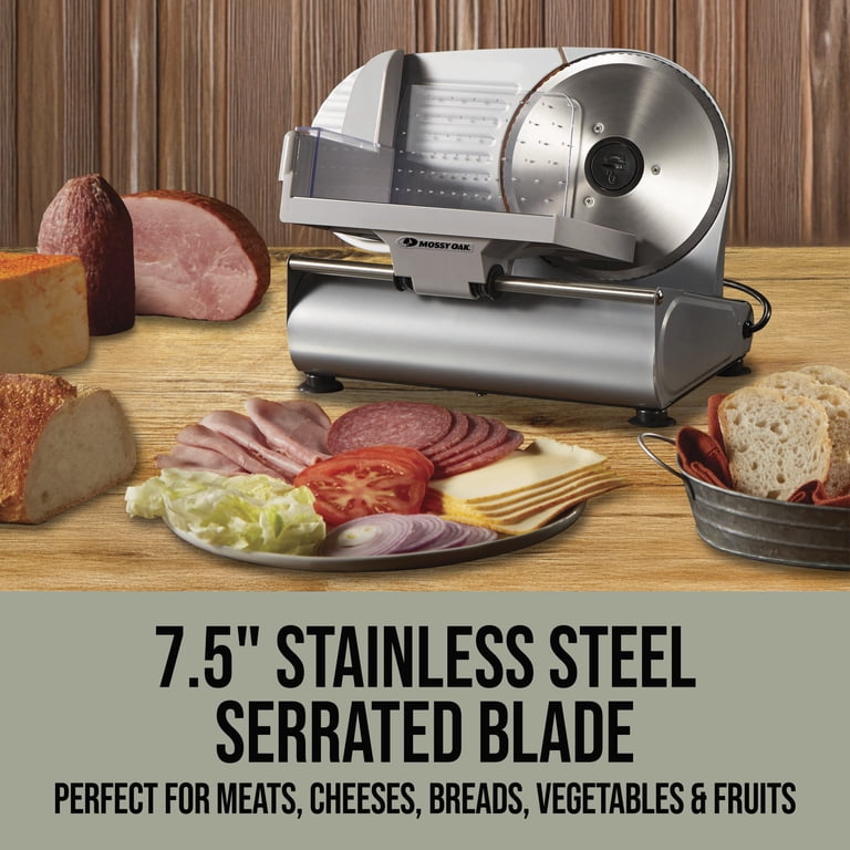 Mossy Oak 7.5 in. Stainless Steel Electric Meat Slicer, Adjustable