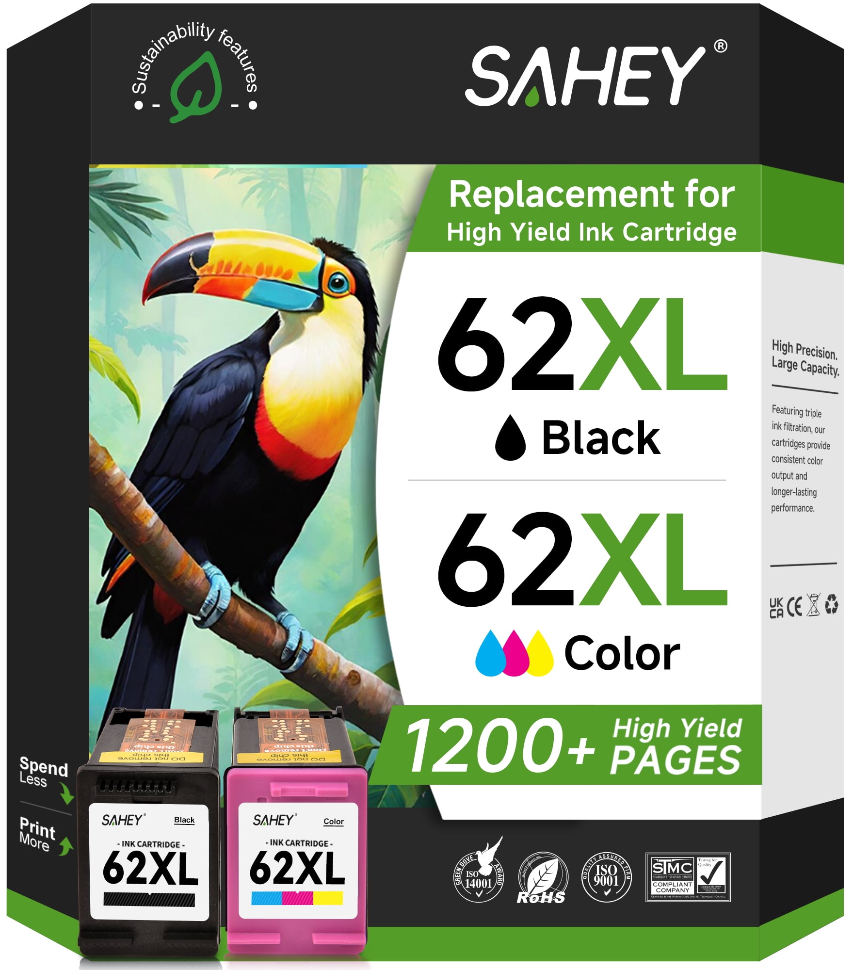 HP Original 62XL Black / 62 Tri-Color Ink Cartridges (2-Pack