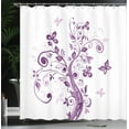 thumbnail image 4 of Ambesonne Mauve Shower Curtain, Flowers Leaf Butterlies, 69"Wx84"L, Purple White, 4 of 5