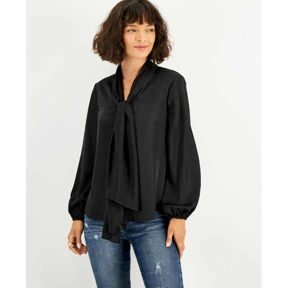 Women's Bow-Tie Long-Sleeve Blouse Black S