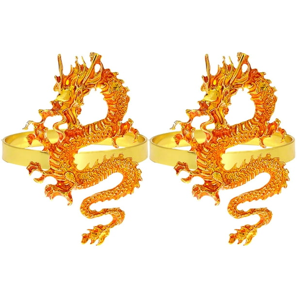 KAKOWELY 2 hebillas para servilletas, anillos de servilleta de dragón, anillos de servilleta de metal, porta servilletas