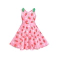 thumbnail image 2 of Girls Dress Pink Strawberry V-neck Sweet Summer Sleeveless Casual 4 Years, 2 of 6