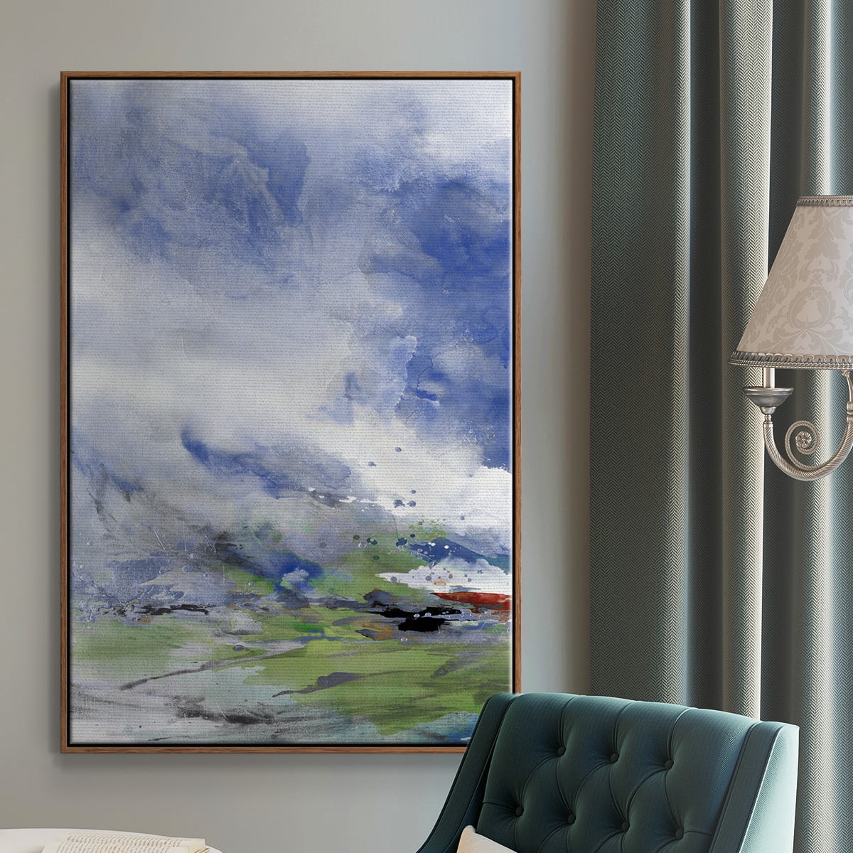 Spring Air I Framed Premium Gallery Wrapped Canvas - Ready to Hang - 27 x 41 - Walnut Floating Frame