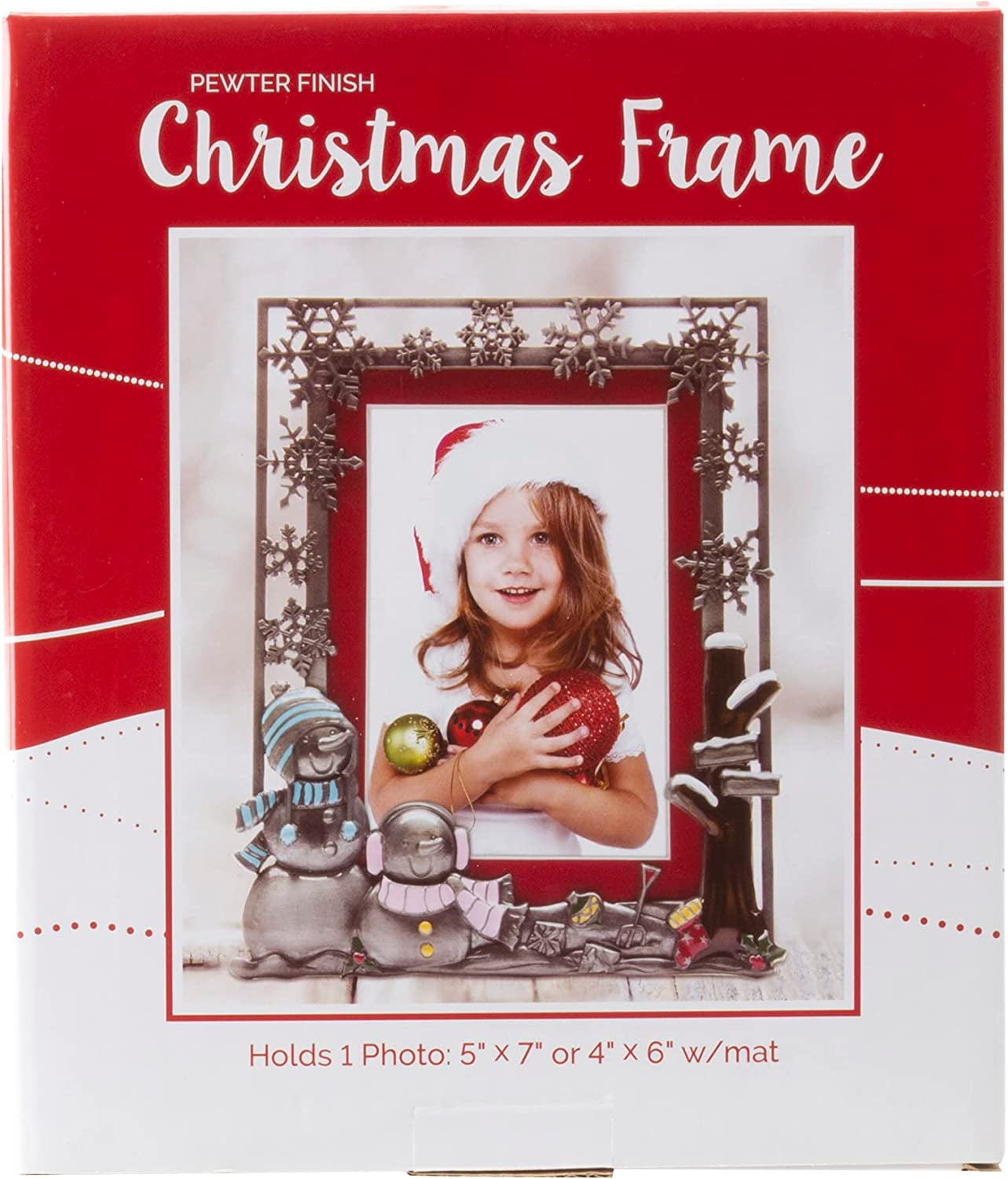 Neil Enterprises Inc. Pewter Winter Snowman Christmas Décor 4x6 or 5x7 Tabletop Picture Frame