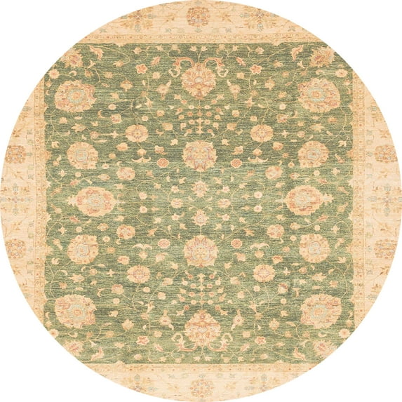 Ahgly Company Indoor Round Abstract Brown Gold Oriental Area Rugs, 3' Round