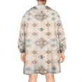 thumbnail image 2 of Wearable Oversized Blanket,Beige Boho Ethnic Geometric Pattern Wearable Blanket Hoodie for Adults,Cozy Hooded Blankets with Super Pockets,Super Warm Fuzzy Pullover for Women & Men, 2 of 6