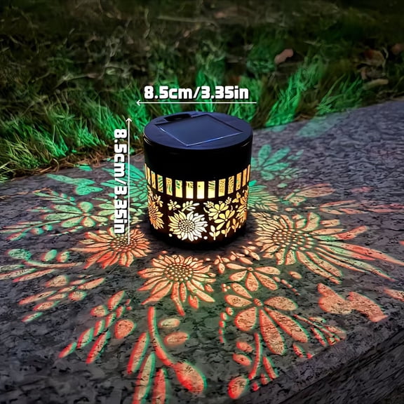 Solar Fence Projection Lights Outdoor, Metal Solar Powered Wall Deck Step Lights 2026 New Sunflower, Hanging LED Waterproof Decorative Lighting for Garden Patio Backyard Post Decor(Colorful Light)