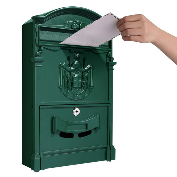 Wall Mount Mailbox Outdoor Locking Mailboxes with 2 Keys, Waterproof Home Decorative & Office