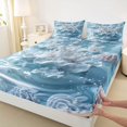 thumbnail image 4 of spefrowx Seashell Coral Queen Sheets for Kids, Swirl Textured Marble Starfish Queen Sheet Sets, 4pcs, 1 Flat Sheet, 1 Fitted Sheet and 2 Pillowcases, 4 of 5