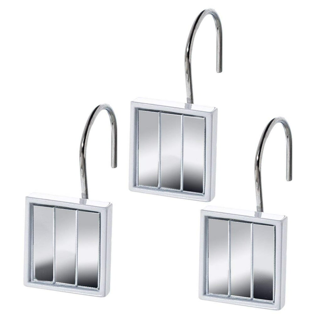 Quilted Mirror Resin Shower Curtain Hooks Set of 12