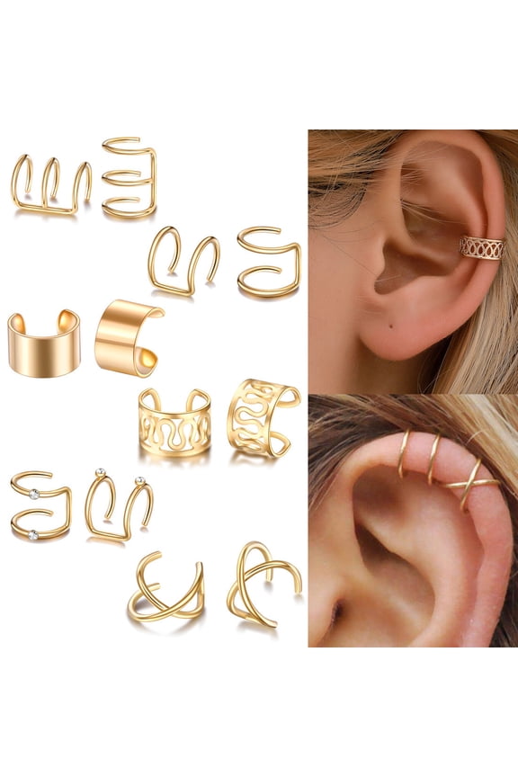 Men Women Ear Cuff Wrap Earrings, 12 Pieces