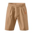 thumbnail image 2 of Men's Shorts Cargo Big And Tall Fashion Summer Linen Solid Color Elastic Waist Drawstring Pocket Shorts, 2 of 6