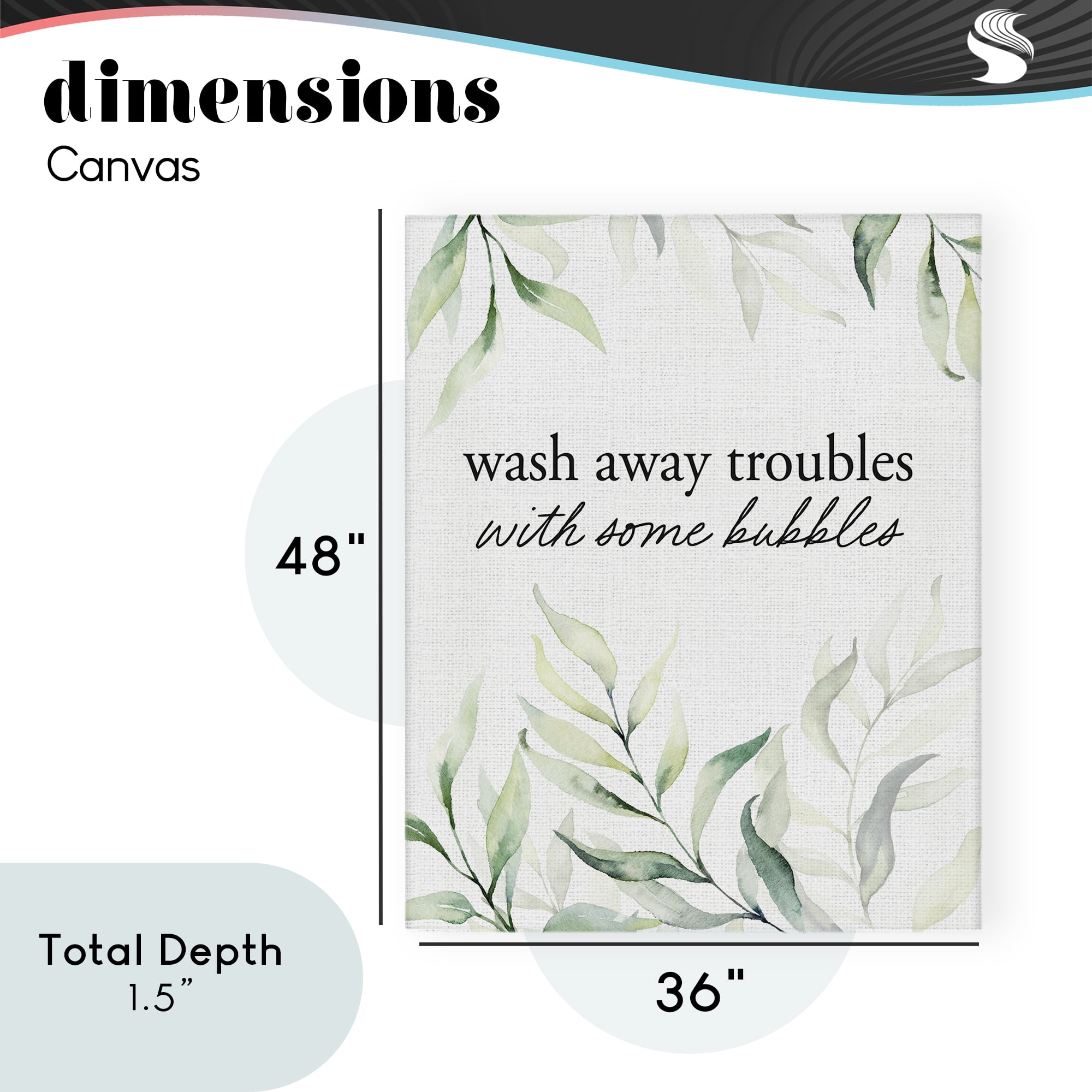 Zen Wash Away Troubles Canvas Wall Art, design by Lettered and Lined