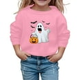thumbnail image 3 of Tfken Halloween Sweatshirt For Girls Kids Long Sleeve Crew Neck Cartoon Print Pullover Sweater Breathable Soft Tops Size 13-14 Years Pink, 3 of 4