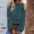 thumbnail image 2 of LEAVINGSUO Long Sleeve Shirts for Women, Fall Womens Tops Womens Summer Casual Floral Printing Round Neck Long Sleeve Off Shoulder Tops Loose Blouses, 2 of 7