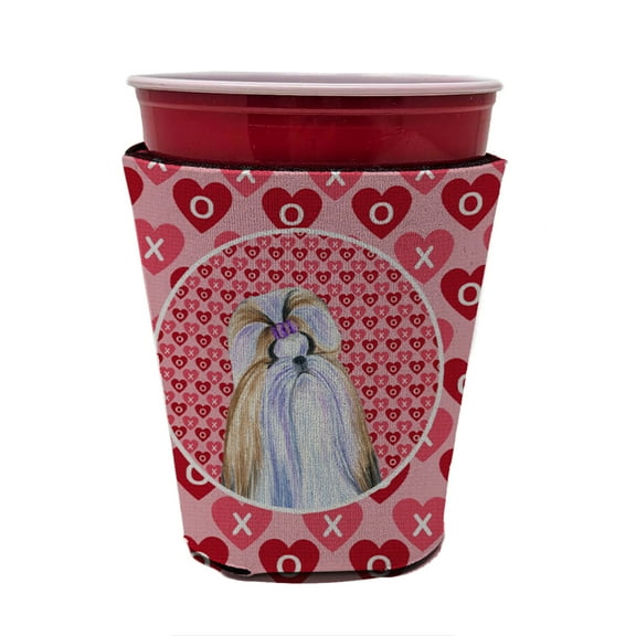 Shih Tzu Hearts Love and Valentines Day Red Cup Hugger