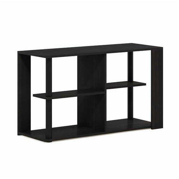 Romain Narrow Coffee Table with Shelves, Espresso & Black