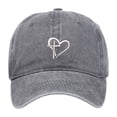 thumbnail image 3 of Womens Hats Unisex Baseball Trendy Sporty Casual Adjustable with Heart Print Outdoor Activities Baseball Caps Grey One Size, 3 of 3
