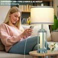 thumbnail image 2 of Cinkeda Nautical Blue Table Lamp Set of 2 with USB A+C Ports AC Outlet Glass Nightlight Industrial Bedside Nightstand Lamps for Bedroom Living Room, 2 of 7